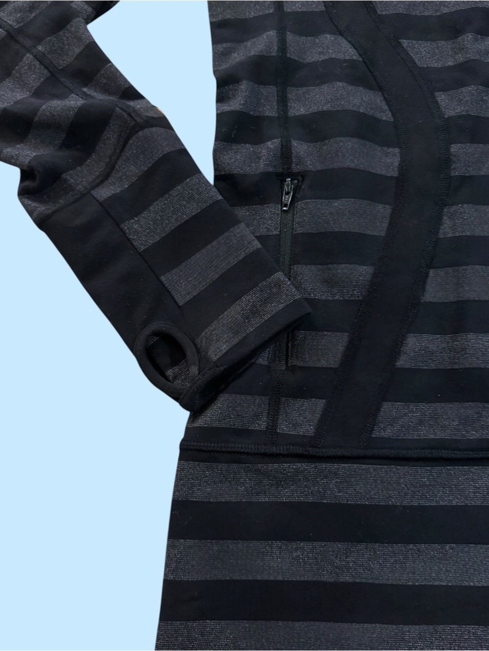 Lululemon Full Zip Hooded Stride Jacket Black Grey Micro Macro Stripe - Sz Small - Picture 8 of 13
